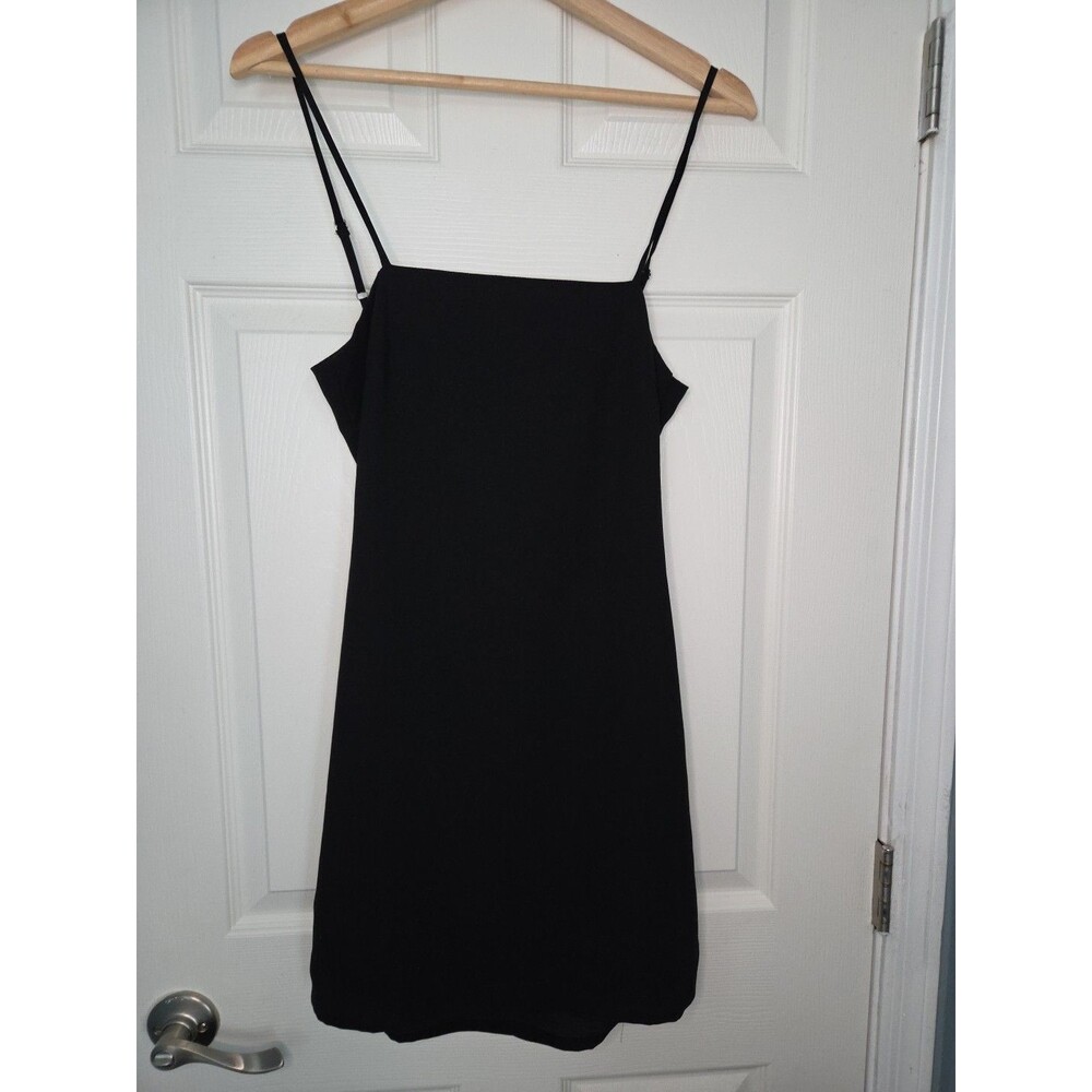 Lulu's Sz S Black Short Dress Spaghetti Strap Cut Out Back Tie Across Top Hoco